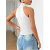 imageMakeMeChic Womens Sleeveless Turtleneck Sweater Top Crop Backless Mock Neck TopsWhite