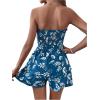 imageMakeMeChic Womens Strapless Romper Dress with Shorts Underneath Beach Vacation Summer Tube Top Floral JumpsuitBlue