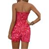 imageMakeMeChic Womens Strapless Romper Dress with Shorts Underneath Beach Vacation Summer Tube Top Floral JumpsuitFloral Red