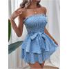 imageMakeMeChic Womens Strapless Romper Dress with Shorts Underneath Beach Vacation Summer Tube Top Floral JumpsuitMulticolor B