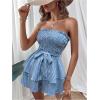 imageMakeMeChic Womens Strapless Romper Dress with Shorts Underneath Beach Vacation Summer Tube Top Floral JumpsuitMulticolor B