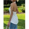 imageMakeMeChic Womens Summer Halter Tops Criss Cross Casual Sleeveless Tie Backless Textured ShirtWhite B
