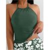 imageMakeMeChic Womens Tankini Set Halter Tummy Control Bathing Suit with Floral Boxer ShortsGreen