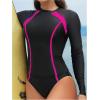 imageMakeMeChic Womens Tankini Swimsuits Long Sleeve Rash Guard Sun Protection Surfing Bathing SuitBlack