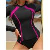 imageMakeMeChic Womens Tankini Swimsuits Long Sleeve Rash Guard Sun Protection Surfing Bathing SuitBlack