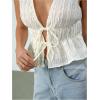 imageMakeMeChic Womens Tie Front Tank Top Bow Sleeveless Ruffle Hem Crop Going Out TopsApricot