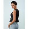 imageMakeMeChic Womens Tie Front Tank Top Bow Sleeveless Ruffle Hem Crop Going Out TopsBlack