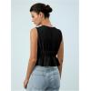 imageMakeMeChic Womens Tie Front Tank Top Bow Sleeveless Ruffle Hem Crop Going Out TopsBlack