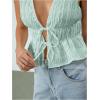 imageMakeMeChic Womens Tie Front Tank Top Bow Sleeveless Ruffle Hem Crop Going Out TopsBlue