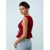 imageMakeMeChic Womens Tie Front Tank Top Bow Sleeveless Ruffle Hem Crop Going Out TopsBurgundy