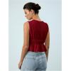 imageMakeMeChic Womens Tie Front Tank Top Bow Sleeveless Ruffle Hem Crop Going Out TopsBurgundy