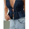 imageMakeMeChic Womens Tie Front Tank Top Bow Sleeveless Ruffle Hem Crop Going Out TopsDark Blue