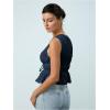 imageMakeMeChic Womens Tie Front Tank Top Bow Sleeveless Ruffle Hem Crop Going Out TopsDark Blue