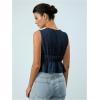 imageMakeMeChic Womens Tie Front Tank Top Bow Sleeveless Ruffle Hem Crop Going Out TopsDark Blue