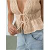imageMakeMeChic Womens Tie Front Tank Top Bow Sleeveless Ruffle Hem Crop Going Out TopsKhaki