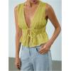 imageMakeMeChic Womens Tie Front Tank Top Bow Sleeveless Ruffle Hem Crop Going Out TopsMint Green