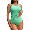 imageMakeMeChic Womens 2 Piece Tankini Sets Textured High Waist Backless Beach Swimsuit Bathing SuitOlive Green