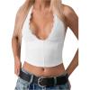 imageMakeMeChic Womens Cheetah Print Top Halter Corset Top Sexy Deep V Neck Going Out TopsWhite Lace