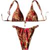 imageMakeMeChic Womens Floral Print 2 Piece Bikini Sets Tie Back Triangle Thong Bathing Suit SwimsuitMulti Leopard