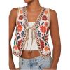 imageMakeMeChic Womens Floral V Neck Tank Top Sleeveless Tie Front Boho VestMulticolor