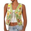 imageMakeMeChic Womens Floral V Neck Tank Top Sleeveless Tie Front Boho VestYellow