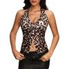 imageMakeMeChic Womens Halter Top Sleeveless Twist Front Going Out Tops Summer ShirtLeopard