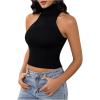 imageMakeMeChic Womens Sleeveless Turtleneck Sweater Top Crop Backless Mock Neck TopsBlack