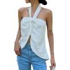 imageMakeMeChic Womens Summer Halter Tops Criss Cross Casual Sleeveless Tie Backless Textured ShirtWhite B