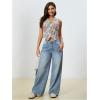 imageMakeMeChic Womens Boho Floral Embroidery Western Vest Sleeveless V Neck Button Down Jacket WaistcoatMulticolor