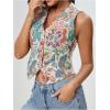 imageMakeMeChic Womens Boho Floral Embroidery Western Vest Sleeveless V Neck Button Down Jacket WaistcoatMulticolor