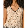 imageMakeMeChic Womens Crochet V Neck Sweater Vest Contrast Binding Sleeveless Knitwear TopWhite