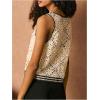 imageMakeMeChic Womens Crochet V Neck Sweater Vest Contrast Binding Sleeveless Knitwear TopWhite