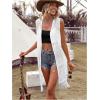 imageMakeMeChic Womens Fringe Vest Sleeveless Crochet Open Front Vintage Jacket CardiganWhite a