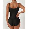imageMakeMeChic Womens Guipure Lace Bodysuit Floral V Neck Sleeveless Going Out Leotard TopsBlack