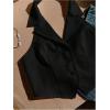 imageMakeMeChic Womens Halter Vest Tops Button Down Asymmetrical Hem V Neck Sleeveless Crop VestBlack