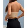 imageMakeMeChic Womens Halter Vest Tops Button Down Asymmetrical Hem V Neck Sleeveless Crop VestBrown