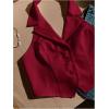 imageMakeMeChic Womens Halter Vest Tops Button Down Asymmetrical Hem V Neck Sleeveless Crop VestBurgundy