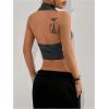imageMakeMeChic Womens Halter Vest Tops Button Down Asymmetrical Hem V Neck Sleeveless Crop VestGrey