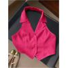 imageMakeMeChic Womens Halter Vest Tops Button Down Asymmetrical Hem V Neck Sleeveless Crop VestHot Pink