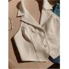 imageMakeMeChic Womens Halter Vest Tops Button Down Asymmetrical Hem V Neck Sleeveless Crop VestKhaki