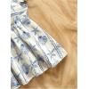 imageMakeMeChic Womens Lemon Print Ruffle Sleeve Blouse Peplum Summer Shirt TopsBlue and White