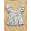 imageMakeMeChic Womens Lemon Print Ruffle Sleeve Blouse Peplum Summer Shirt TopsBlue and White