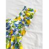 imageMakeMeChic Womens Lemon Print Ruffle Sleeve Blouse Peplum Summer Shirt TopsYellow