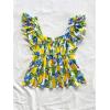 imageMakeMeChic Womens Lemon Print Ruffle Sleeve Blouse Peplum Summer Shirt TopsYellow