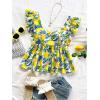 imageMakeMeChic Womens Lemon Print Ruffle Sleeve Blouse Peplum Summer Shirt TopsYellow
