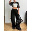 imageMakeMeChic Womens Mesh Number Graphic Jersey Shirt V Neck Half Sleeve Y2k Tee Crop TopsBlack