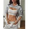 imageMakeMeChic Womens Mesh Number Graphic Jersey Shirt V Neck Half Sleeve Y2k Tee Crop TopsSilver