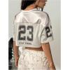 imageMakeMeChic Womens Mesh Number Graphic Jersey Shirt V Neck Half Sleeve Y2k Tee Crop TopsSilver
