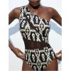 imageMakeMeChic Womens Summer Mesh Bodysuits One Shoulder Asymmetrical Tops Cut Out Leotards Shirts Country Concert OutfitsMulticolor