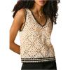 imageMakeMeChic Womens Crochet V Neck Sweater Vest Contrast Binding Sleeveless Knitwear TopWhite